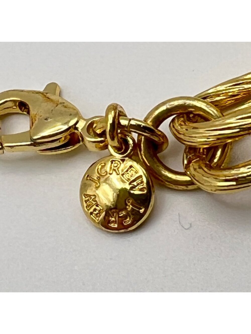 J Crew Gold-Tone Bracelet Textured Chain Double Link Adjustable Classic Stack - Picture 4 of 8